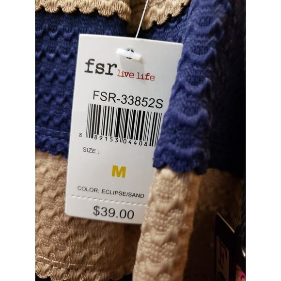FSR Women Blue & Beige Pull On Pleated Flare Textured Casual Short Knit Skirt M - Picture 5 of 12